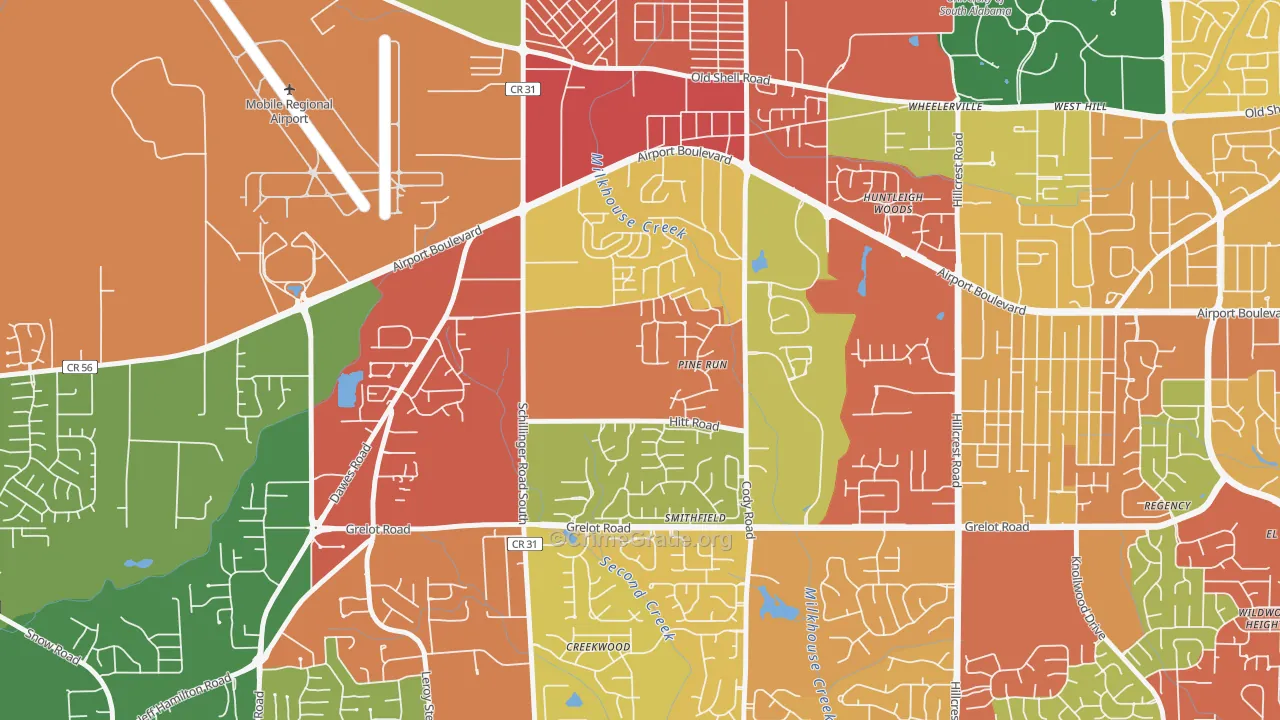 Sheldon, Mobile, AL Map of Theft Rates