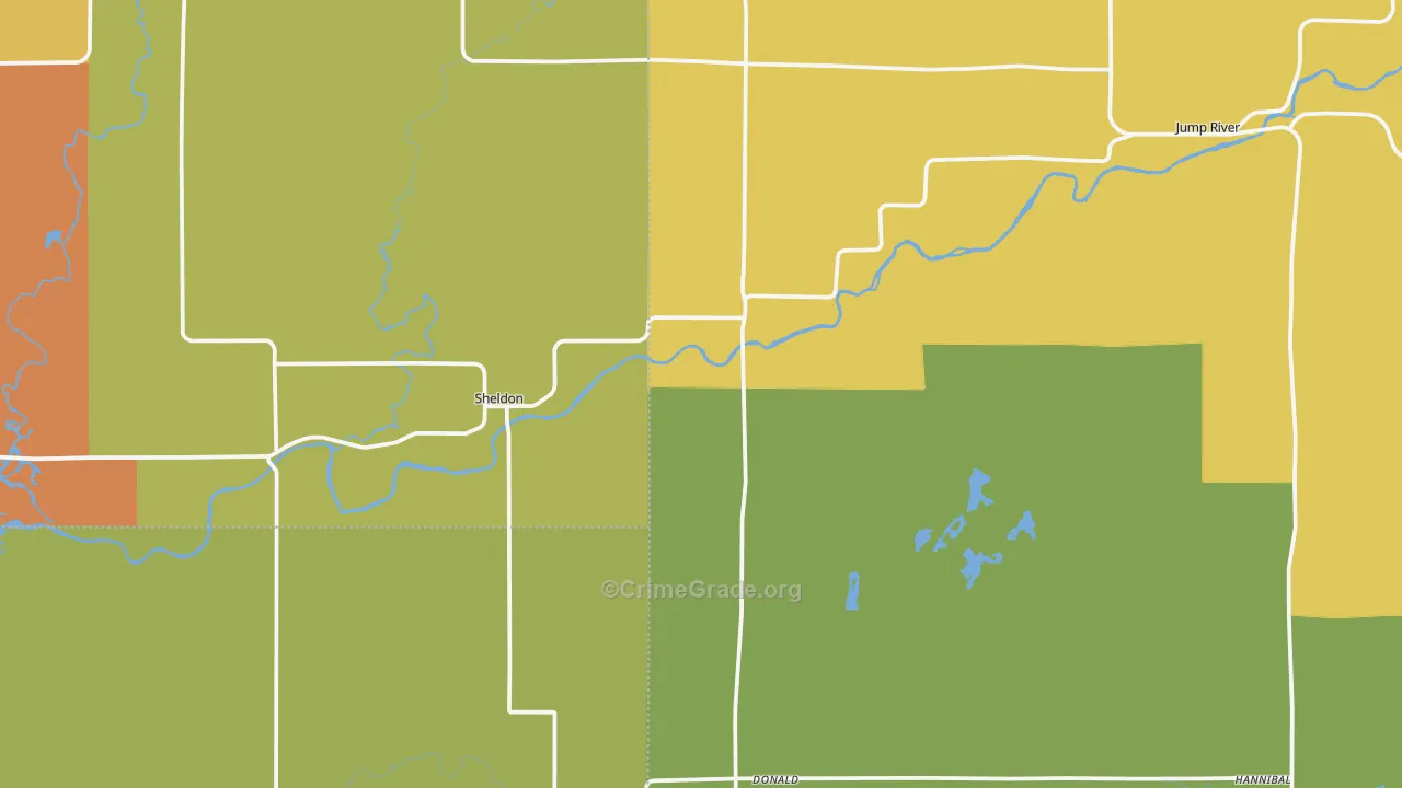 Sheldon, WI Map of Theft Rates