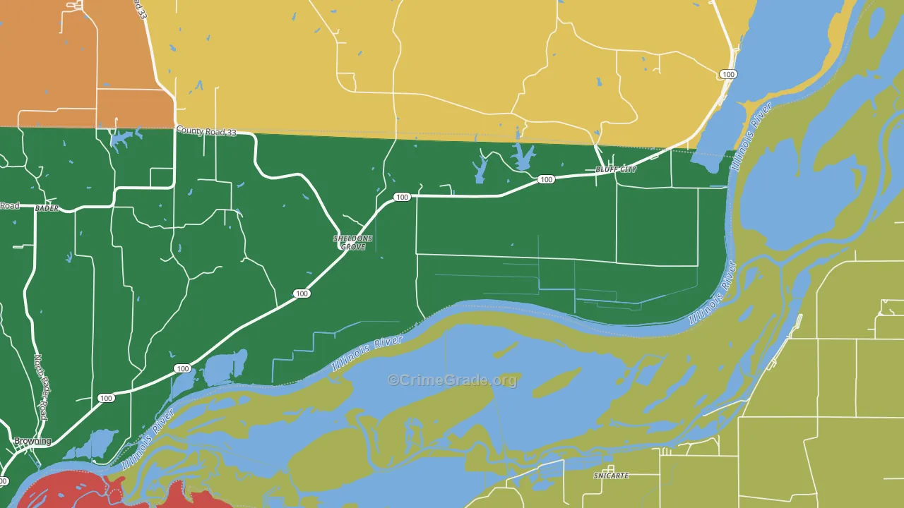 Sheldons Grove, IL Map of Theft Rates