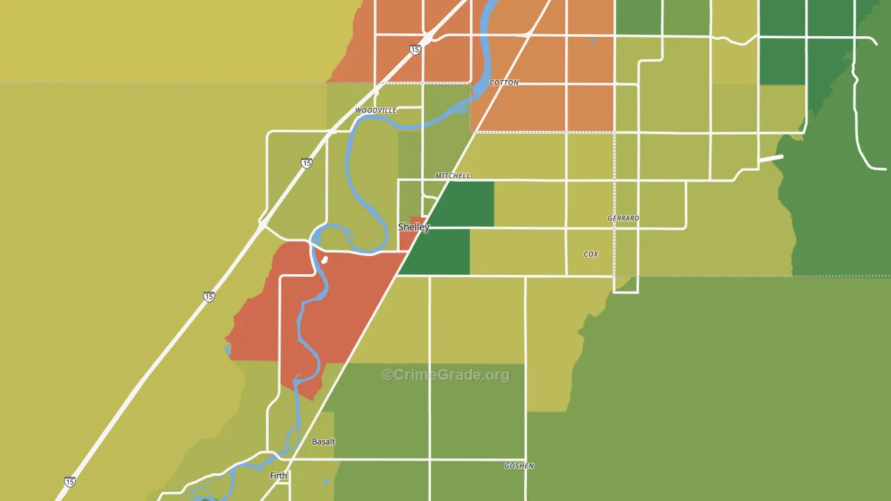 Shelley, ID Map of Theft Rates