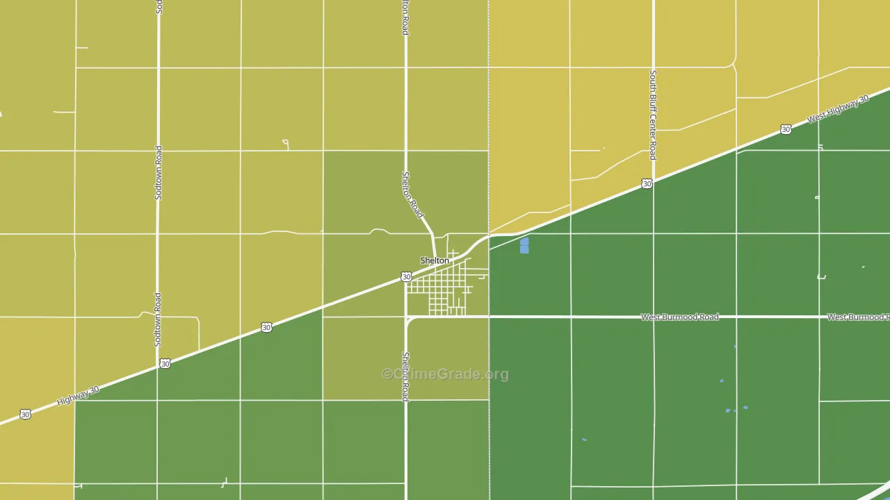 Shelton, NE Map of Theft Rates