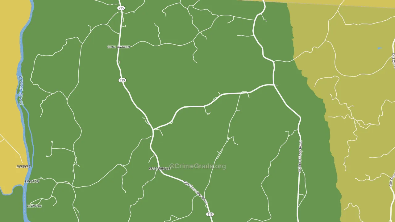 Shelton, SC Map of Theft Rates