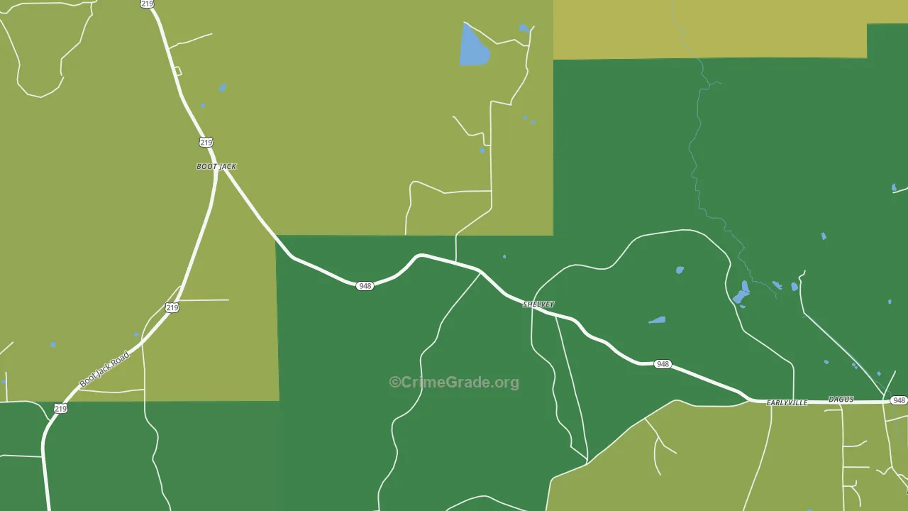 Shelvey, PA Map of Theft Rates