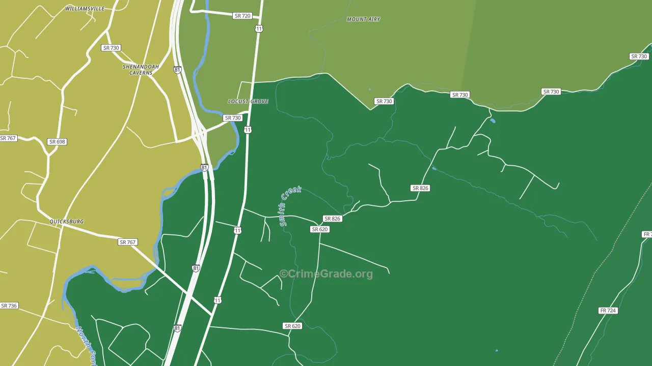 Shenandoah Caverns, VA Map of Theft Rates