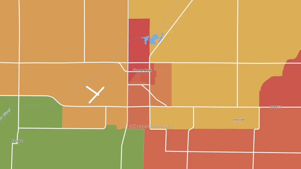 Shenandoah, IA Map of Theft Rates