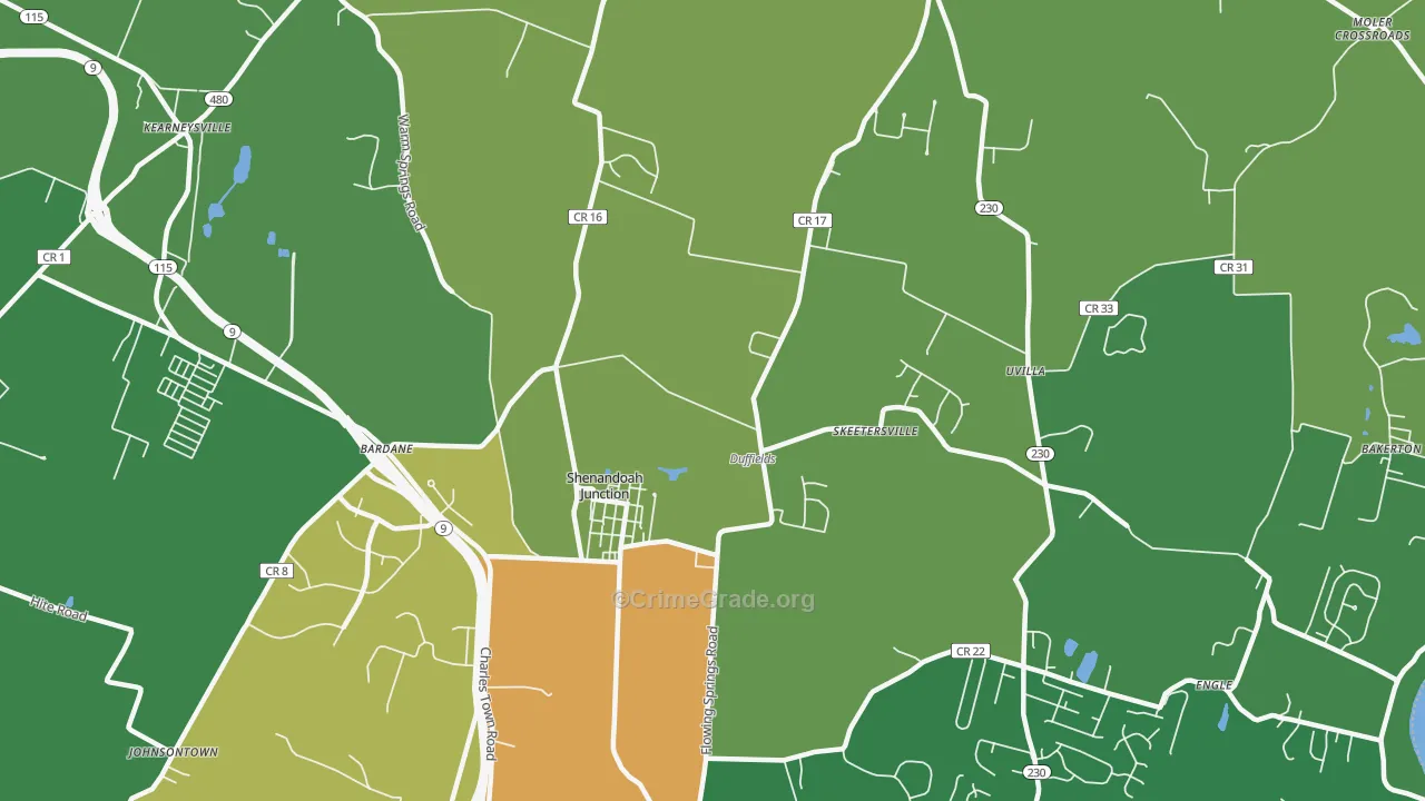 Shenandoah Junction, WV Map of Theft Rates