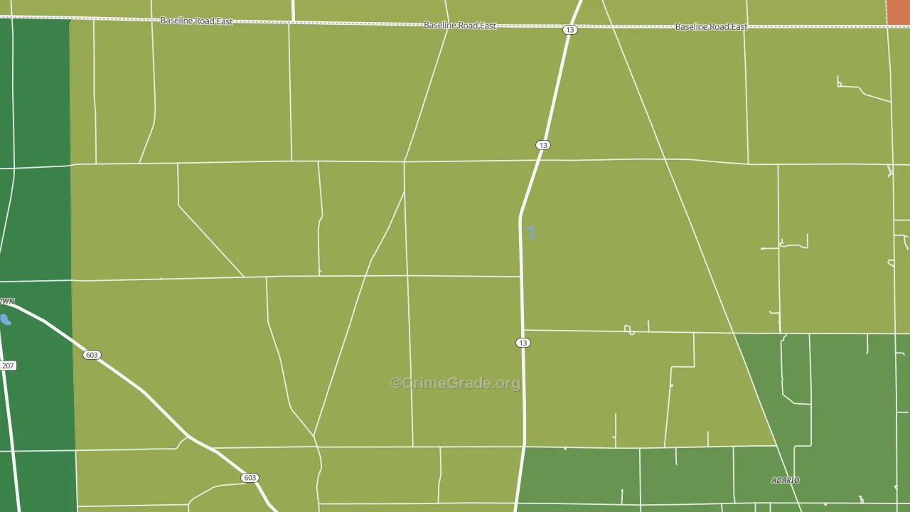 Shenandoah, OH Map of Theft Rates