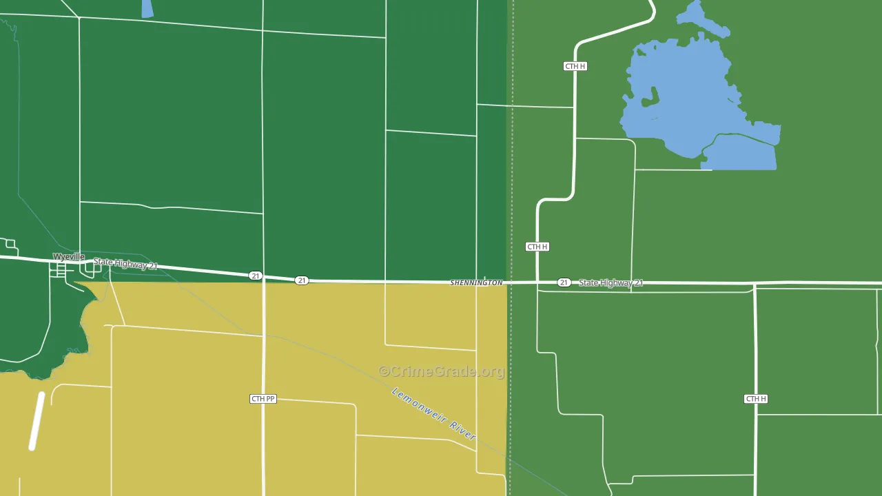 Shennington, WI Map of Theft Rates