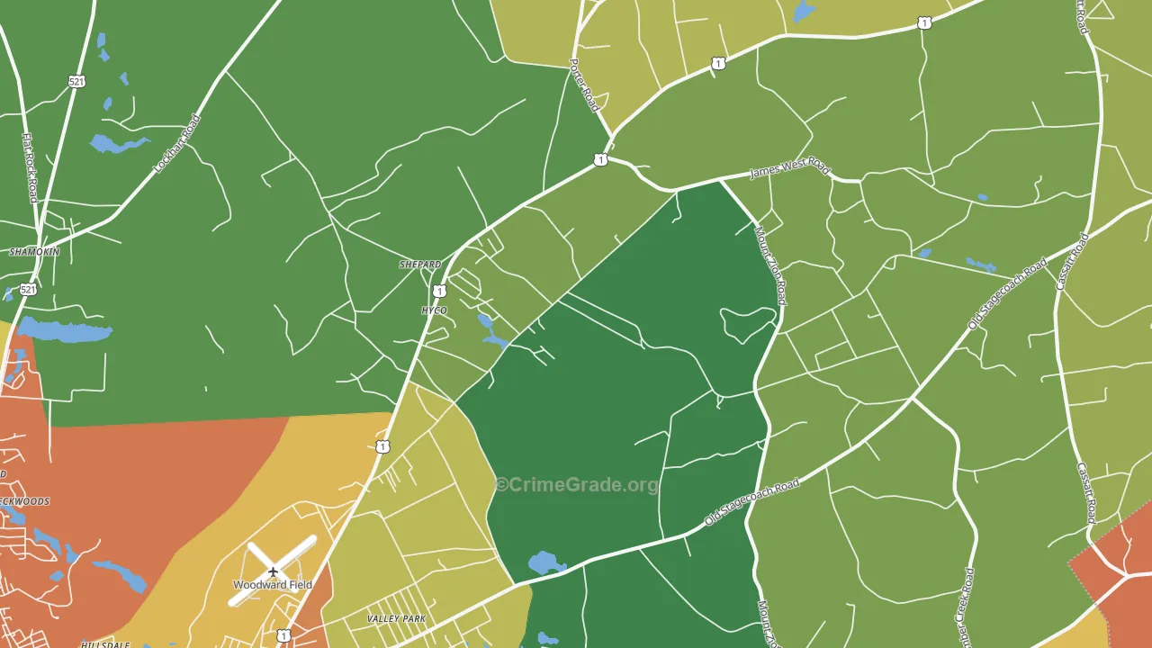 Shepard, SC Map of Theft Rates