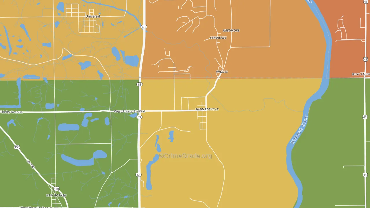 Shepardsville, IN Map of Theft Rates