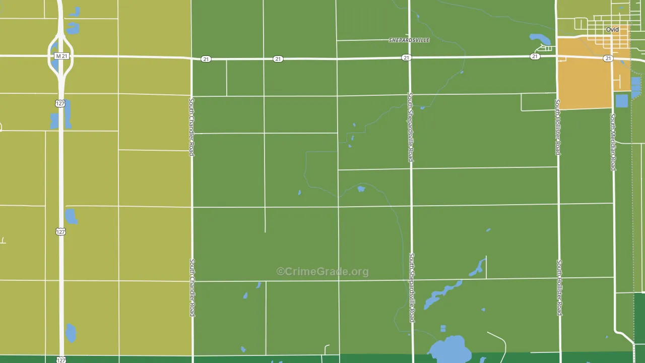 Shepardsville, MI Map of Theft Rates