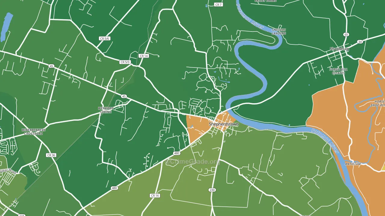 Shepherdstown, WV Map of Theft Rates