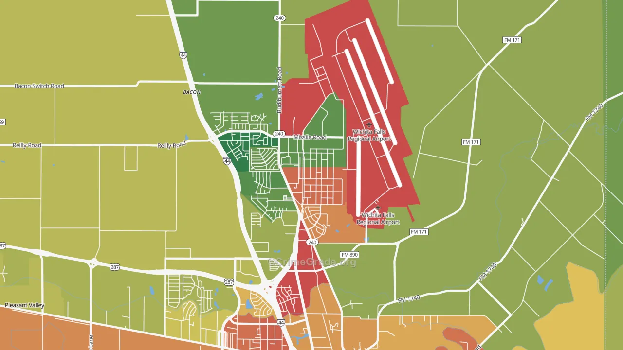 Sheppard Afb, TX Map of Theft Rates