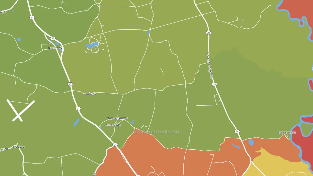 Sheppards, GA Map of Theft Rates