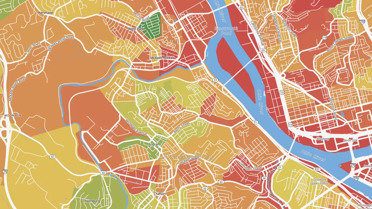 Sheraden, Pittsburgh, PA Map of Theft Rates