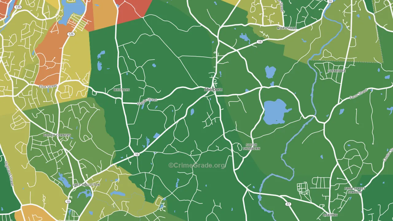 Sherborn, MA Map of Theft Rates