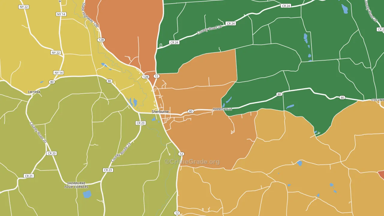 Sherburne, NY Map of Theft Rates