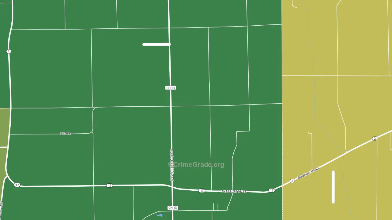 Sherburnville, IL Map of Theft Rates