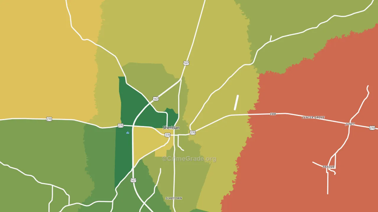 Sheridan, AR Map of Theft Rates