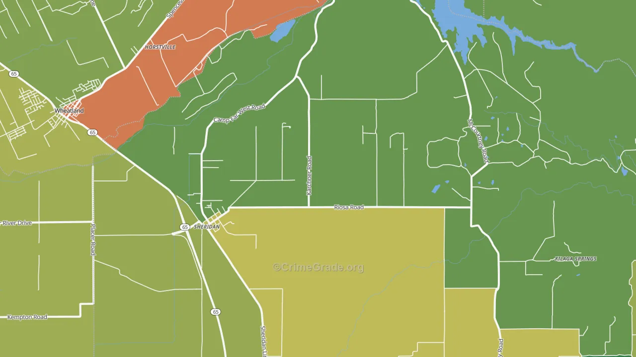 Sheridan, CA Map of Theft Rates