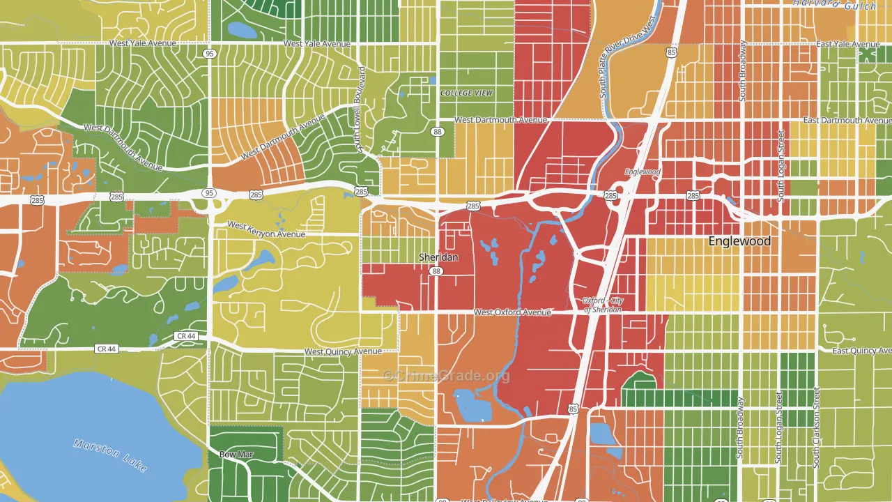 Sheridan, CO Map of Theft Rates