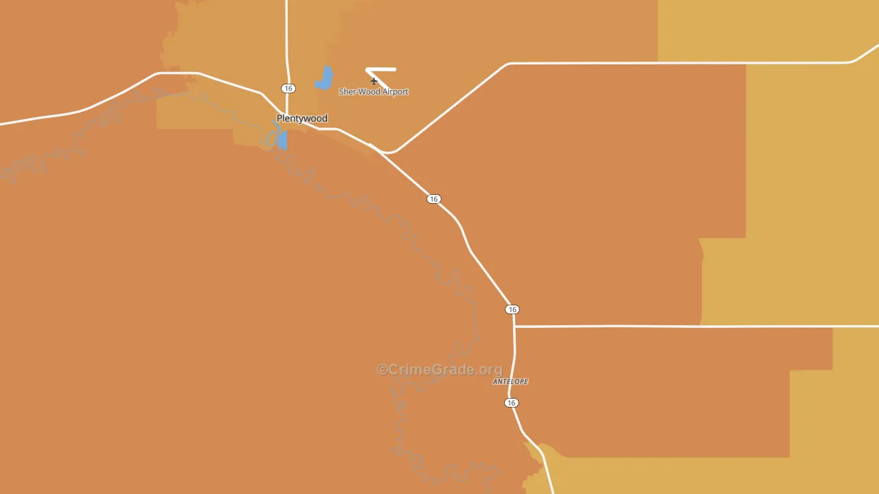 Sheridan County, MT Map of Theft Rates