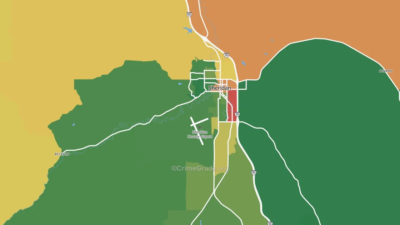 Sheridan County, WY Map of Theft Rates
