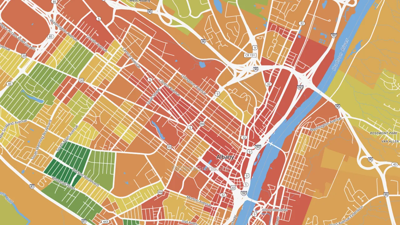 Sheridan Hollow, Albany, NY Map of Theft Rates