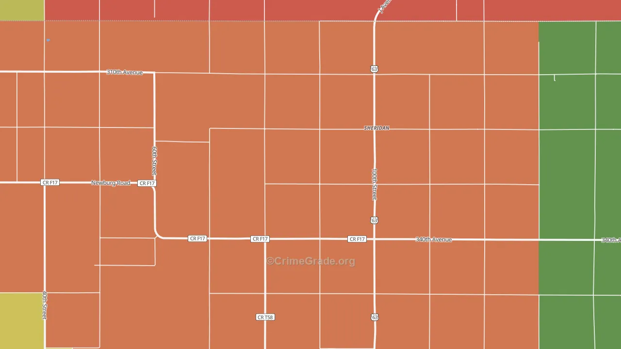 Sheridan, IA Map of Theft Rates