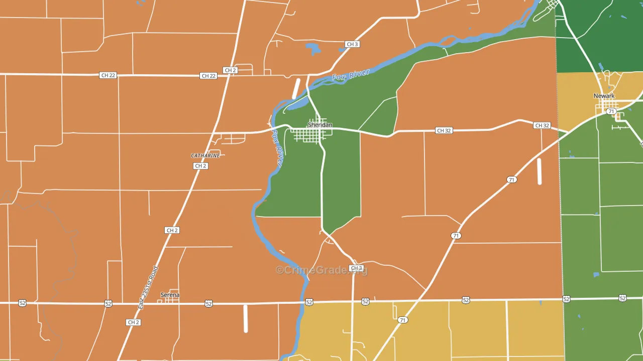 Sheridan, IL Map of Theft Rates