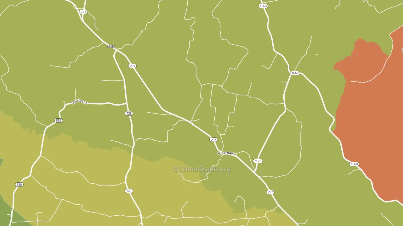 Sheridan, KY Map of Theft Rates