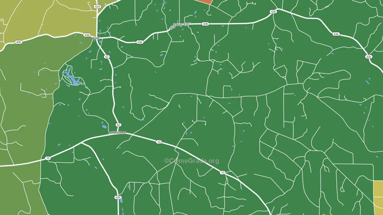 Sheridan, LA Map of Theft Rates