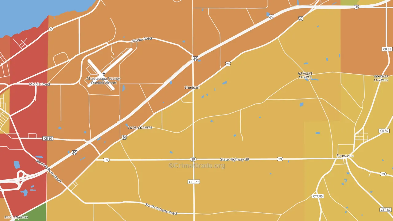 Sheridan, NY Map of Theft Rates