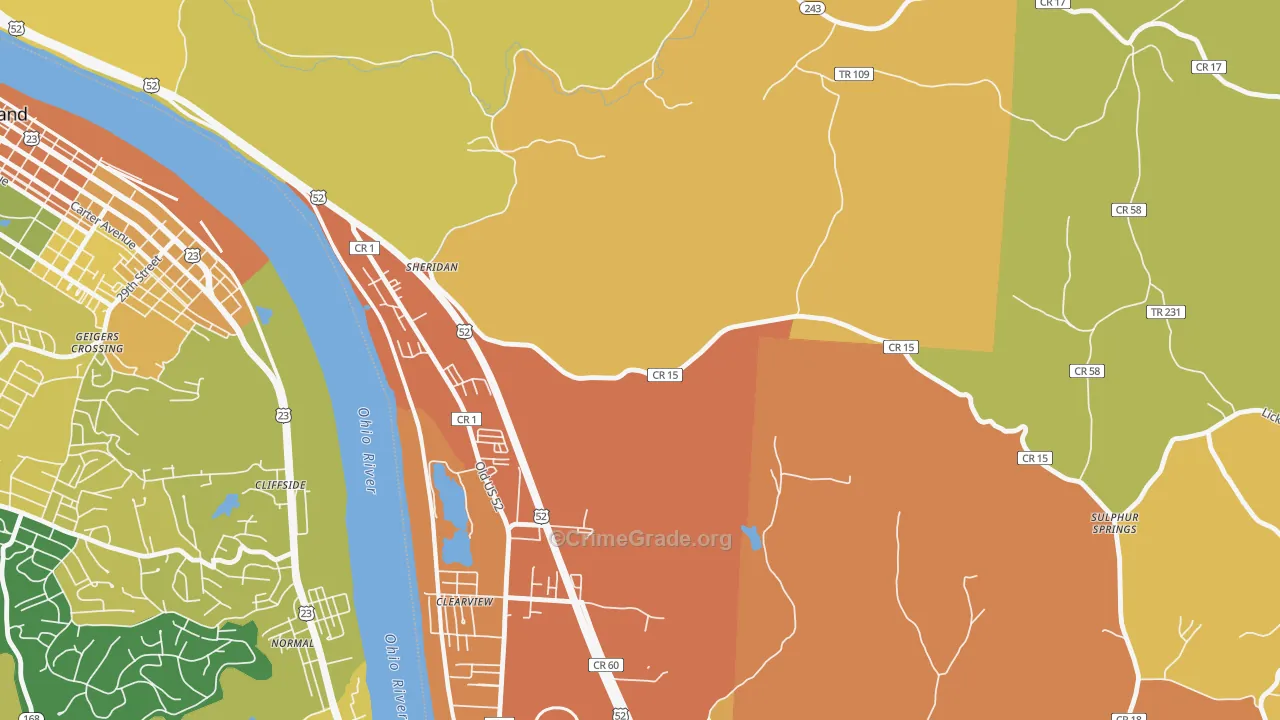Sheridan, OH Map of Theft Rates