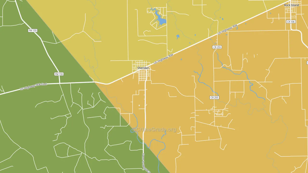 Sheridan, TX Map of Theft Rates