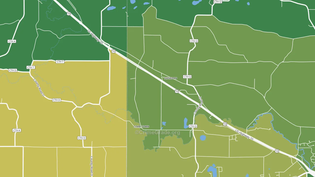 Sheridan, WI Map of Theft Rates