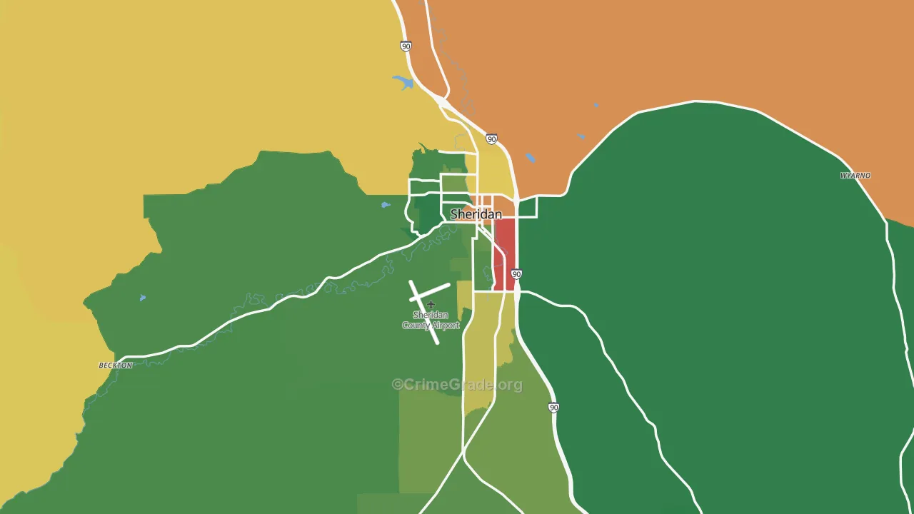 Sheridan, WY Map of Theft Rates