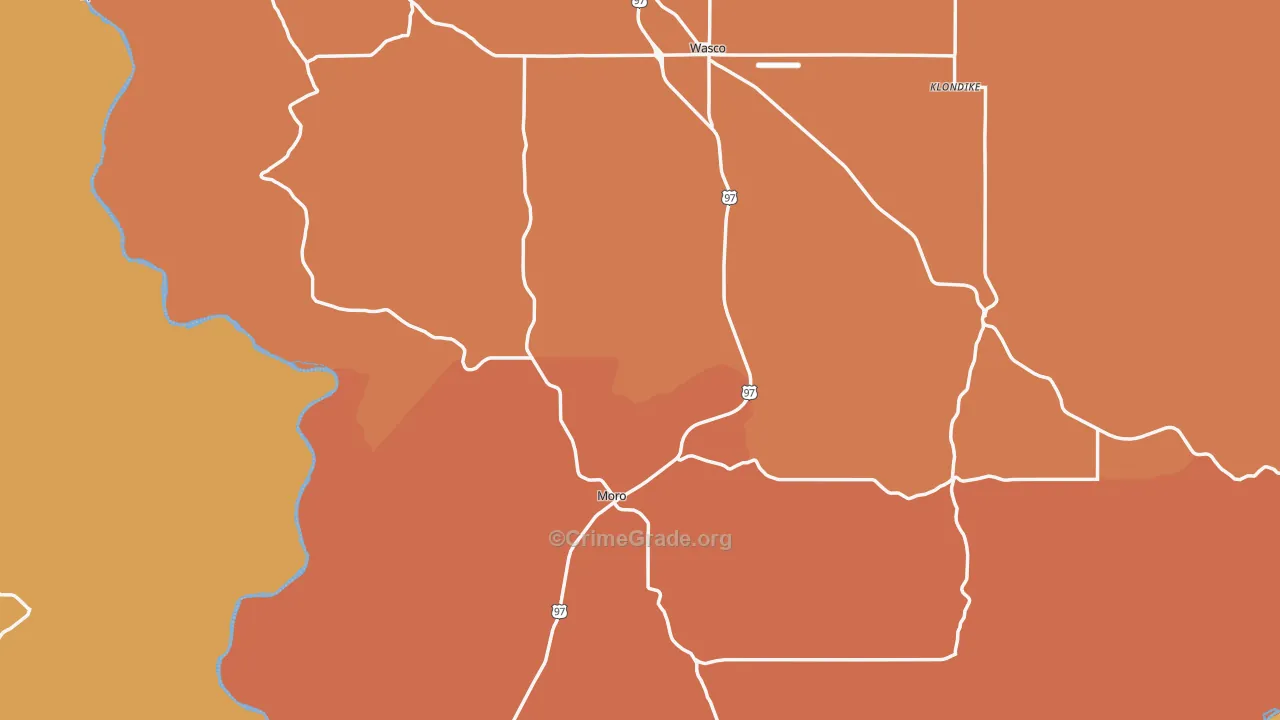 Sherman County, OR Map of Theft Rates