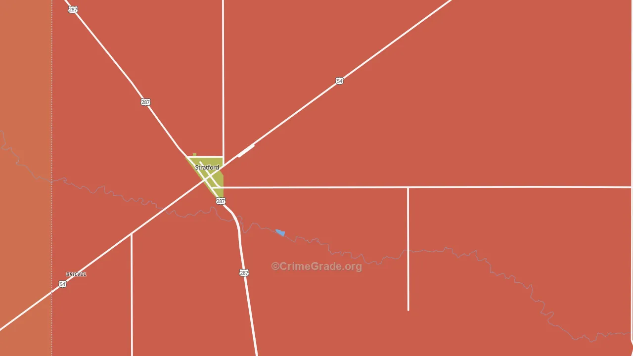 Sherman County, TX Map of Theft Rates