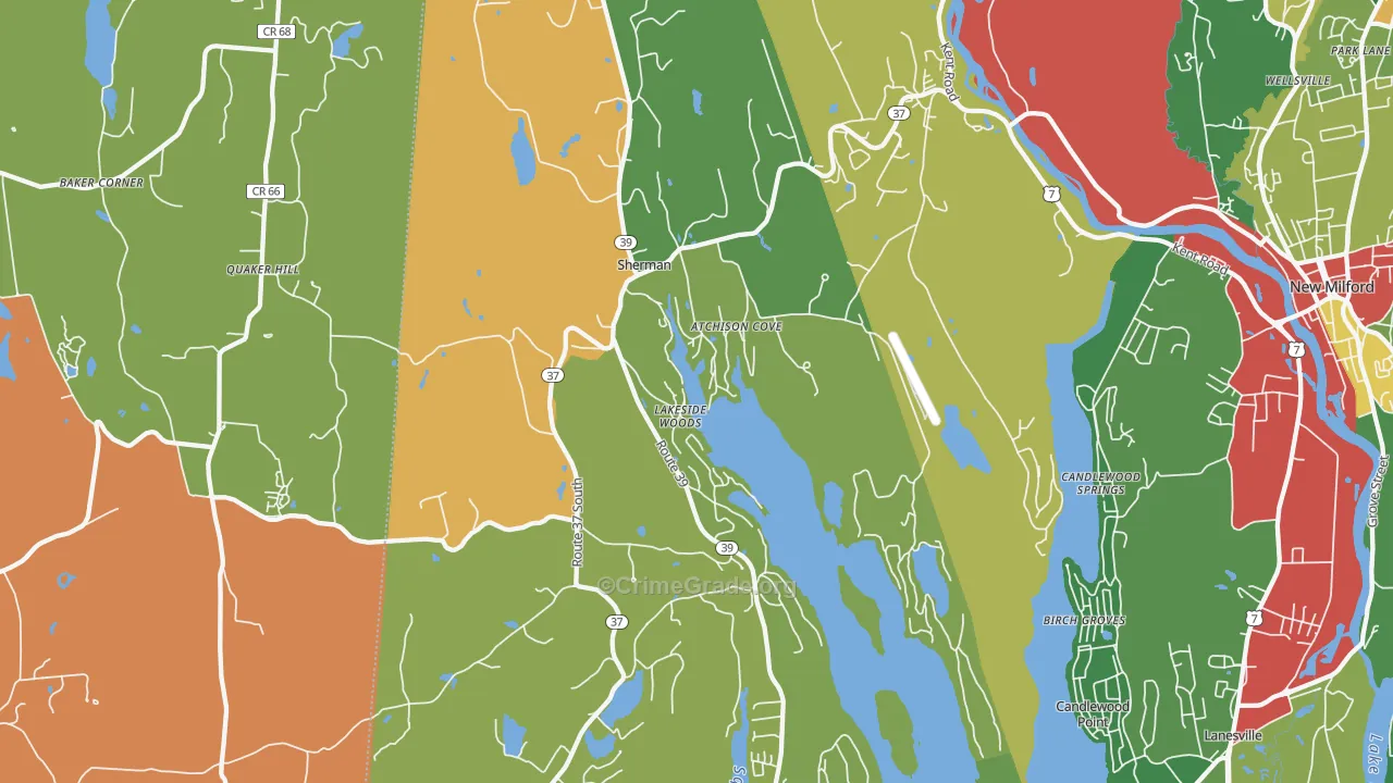 Sherman, CT Map of Theft Rates