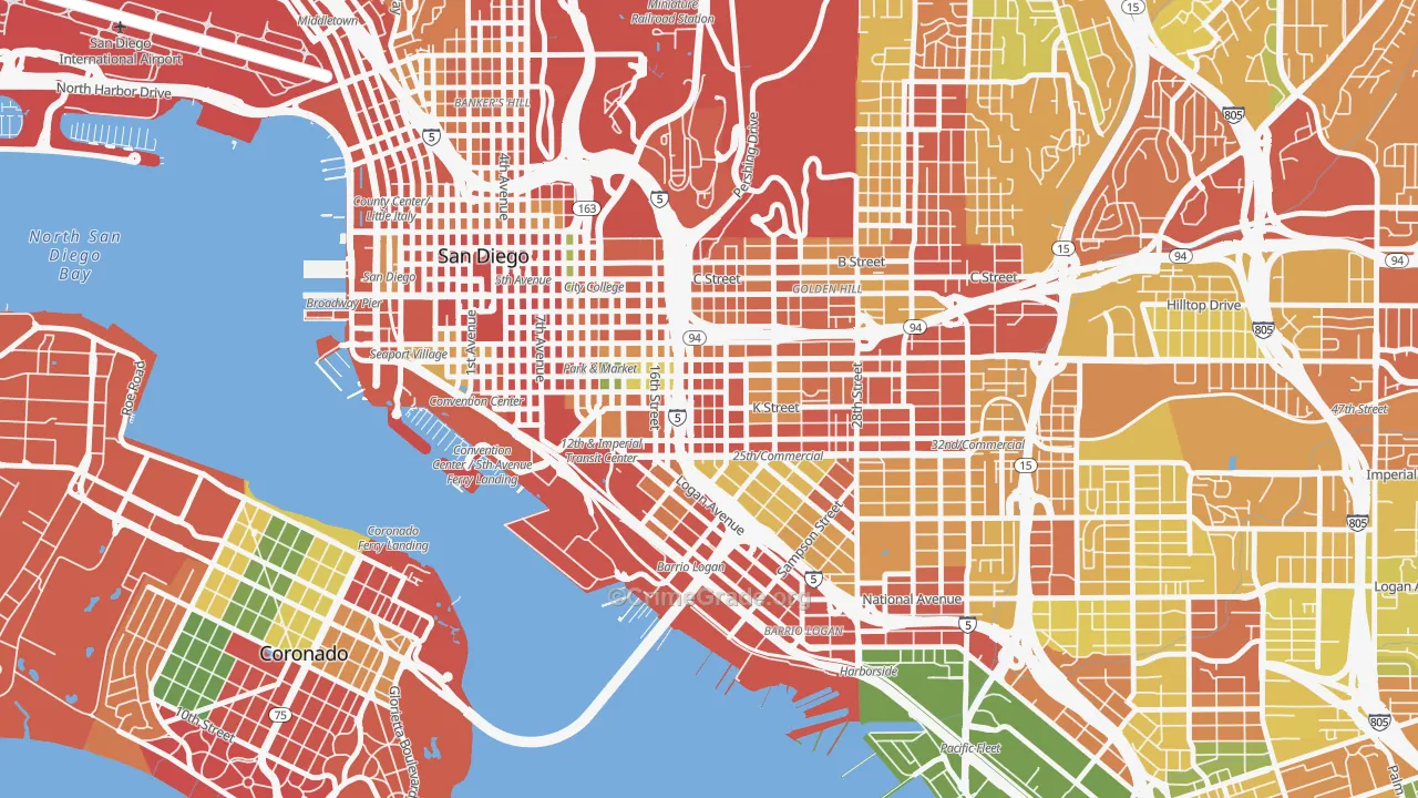 Sherman Heights, San Diego, CA Map of Theft Rates