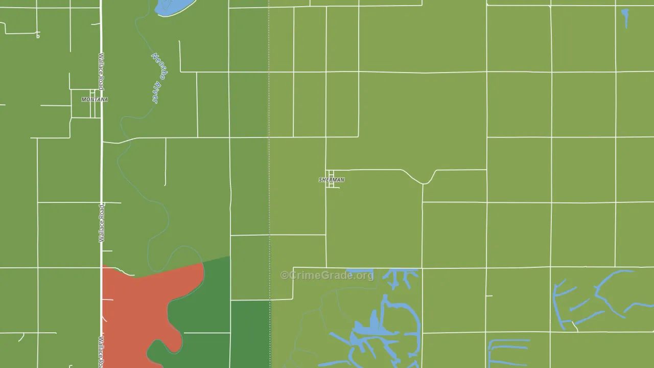 Sherman, KS Map of Theft Rates