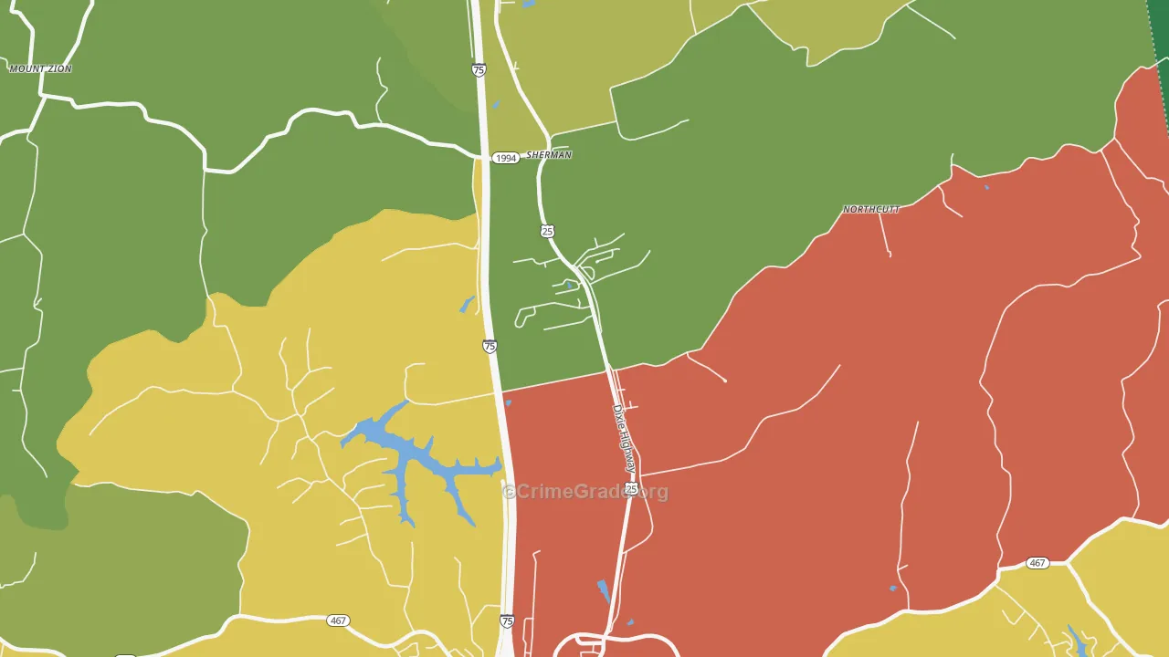Sherman, KY Map of Theft Rates
