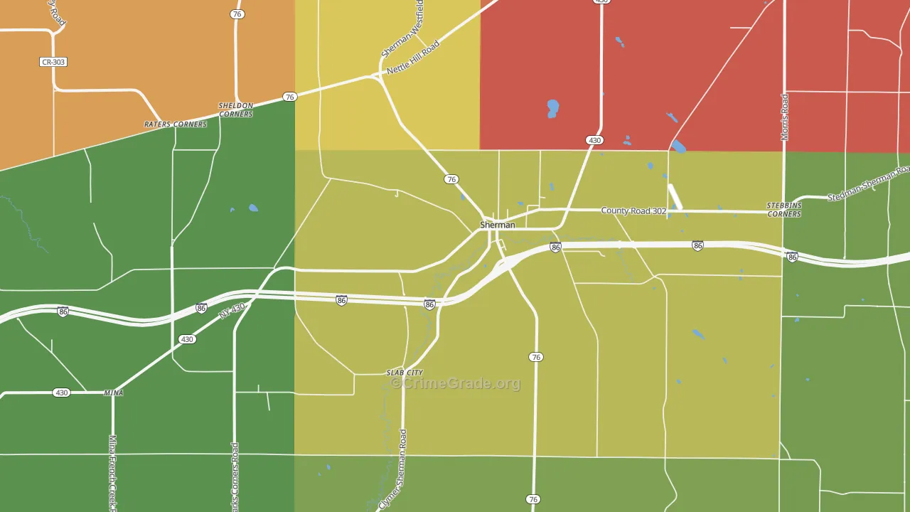 Sherman, NY Map of Theft Rates