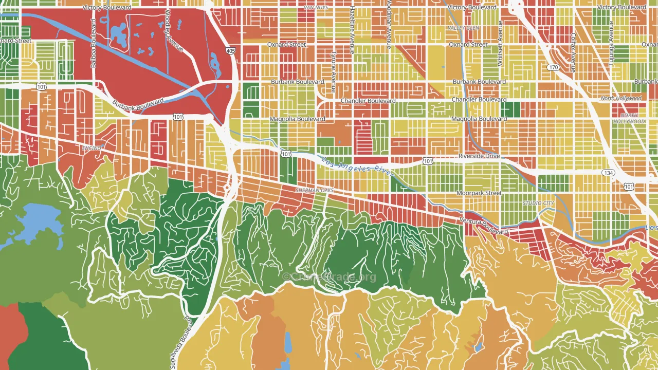 Sherman Oaks, CA Map of Theft Rates