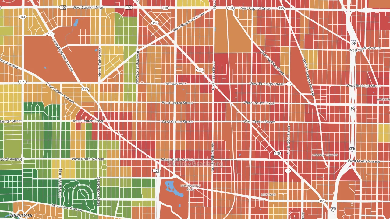 Sherman Park, Milwaukee, WI Map of Theft Rates