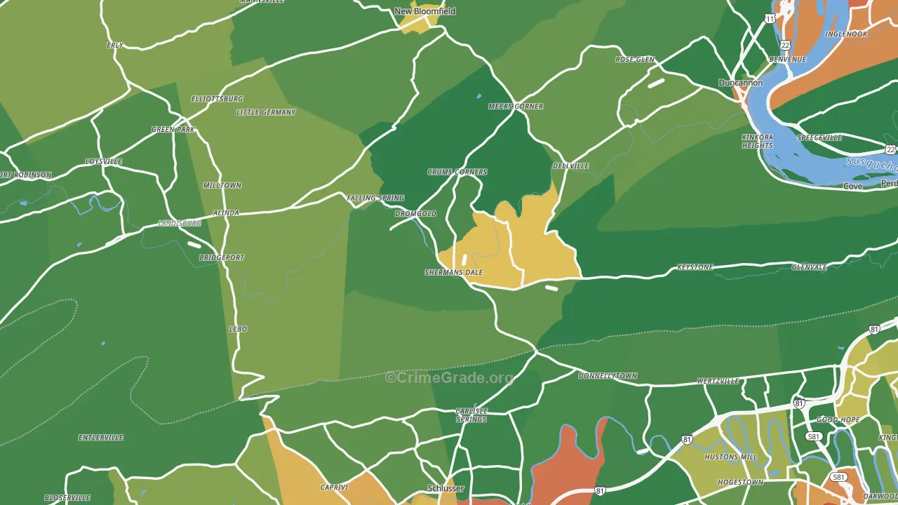Shermans Dale, PA Map of Theft Rates