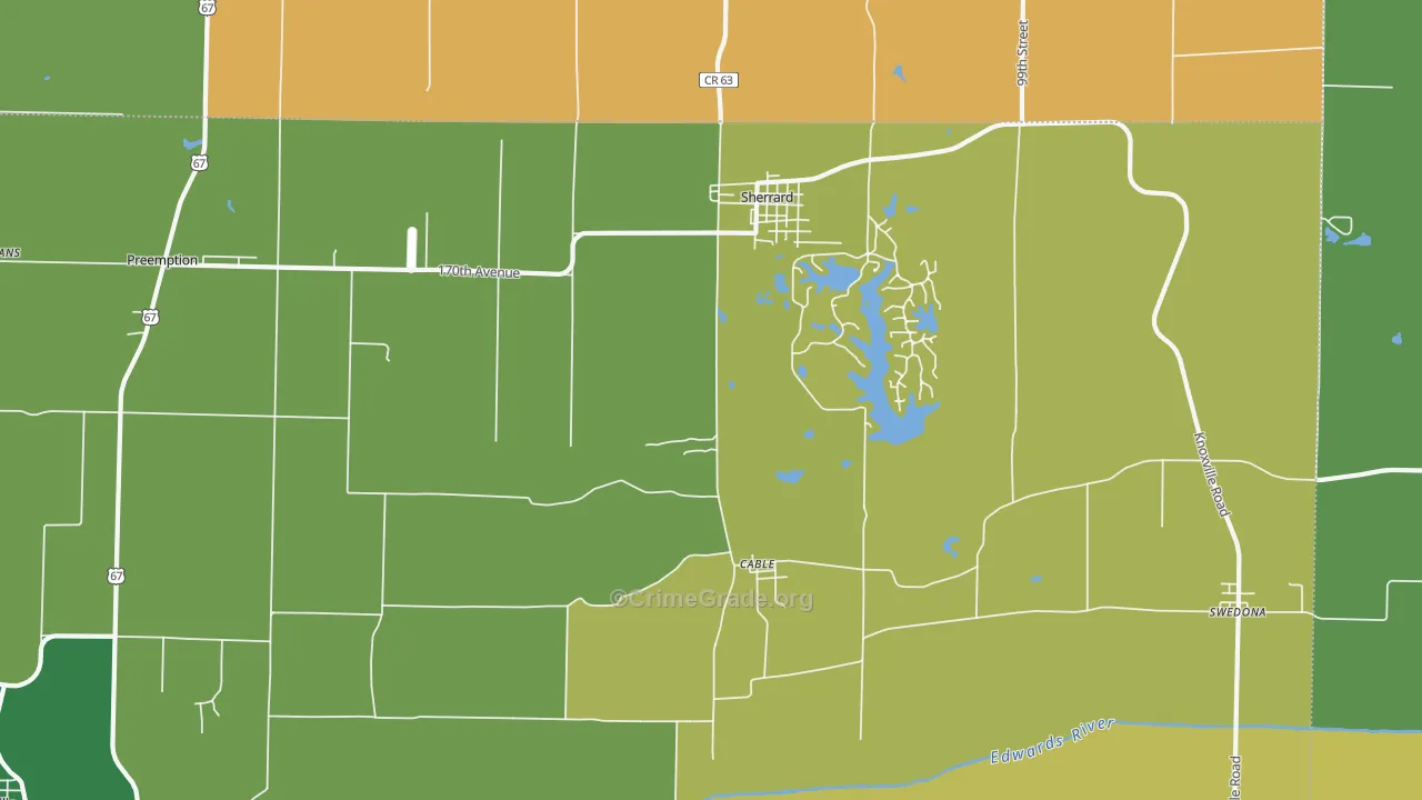 Sherrard, IL Map of Theft Rates