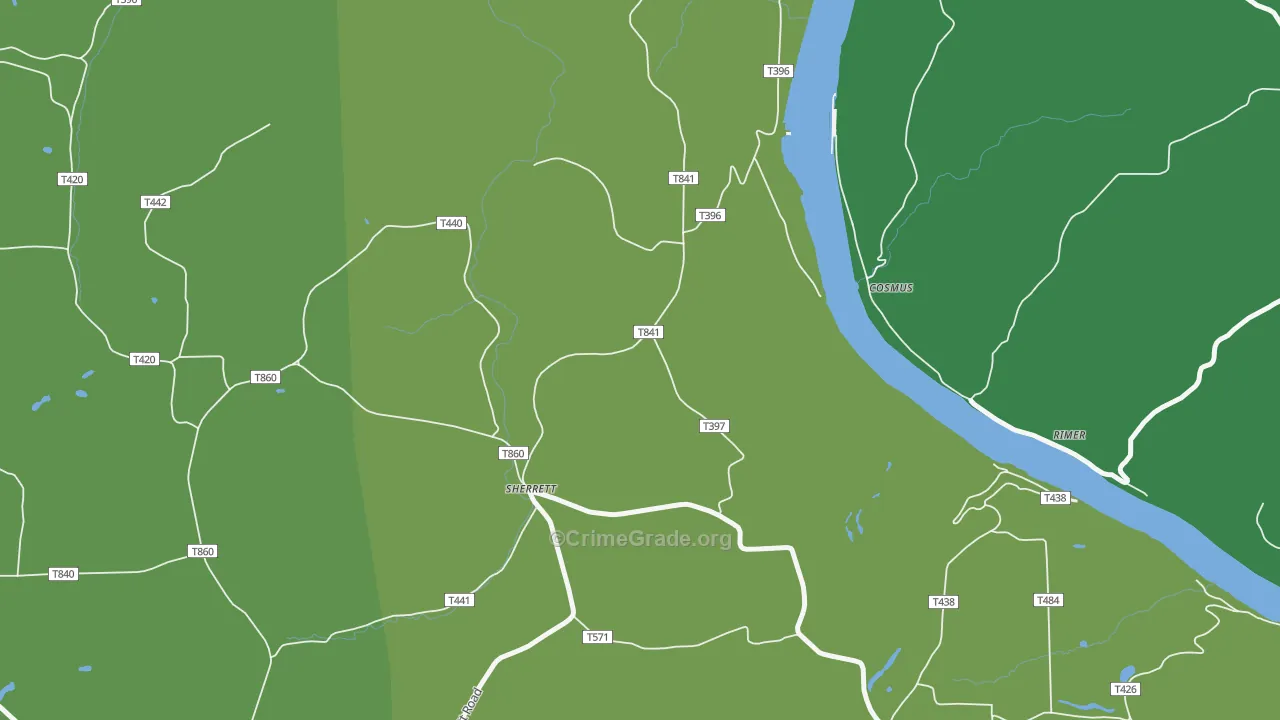 Sherrett, PA Map of Theft Rates