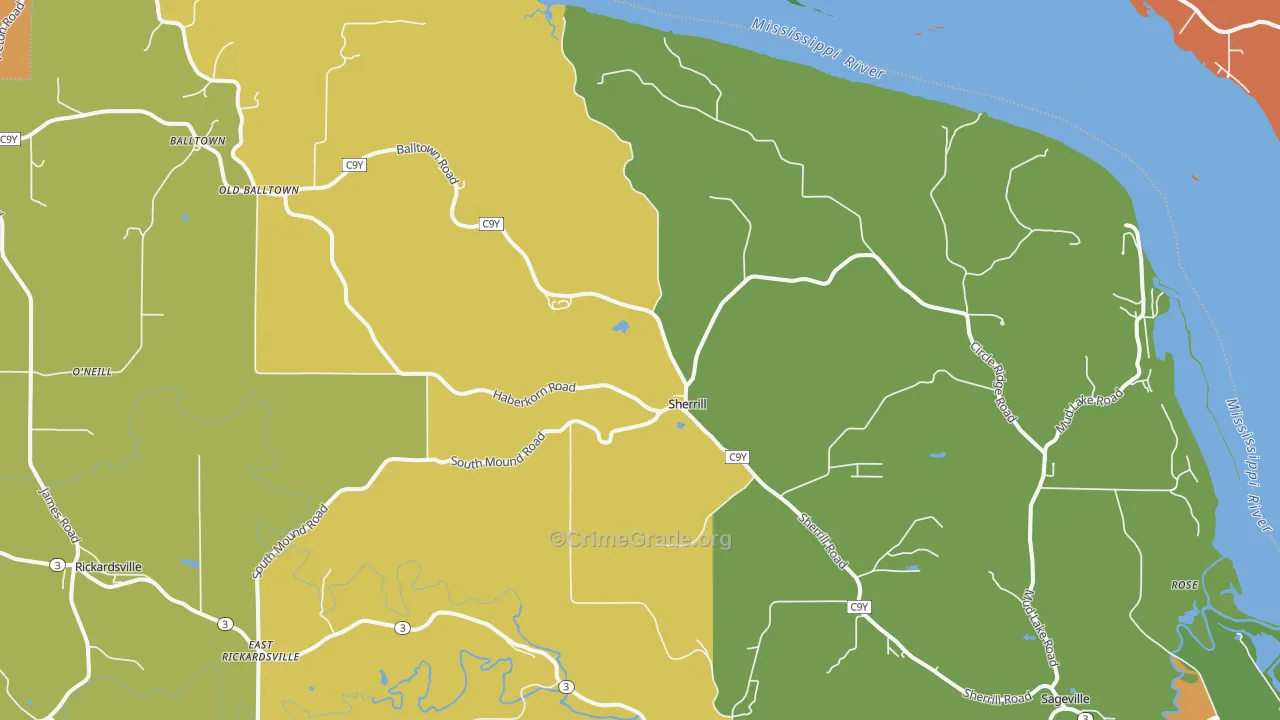 Sherrill, IA Map of Theft Rates